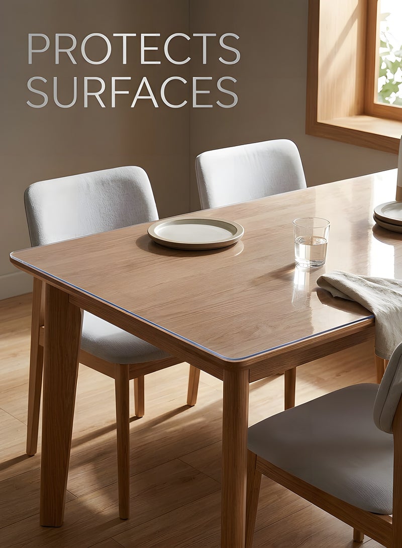 بيوينتي حامي طاولة شفاف، سمك 1.5 ملم، مستطيل الشكل، حصيرة مكتب شفافة، غطاء طاولة بلاستيكي، حامي طاولة شفاف من PVC، حصيرة مكتب غير قابلة للانزلاق، حامي طاولة لطاولة غرفة الطعام، المكتب - Image 3