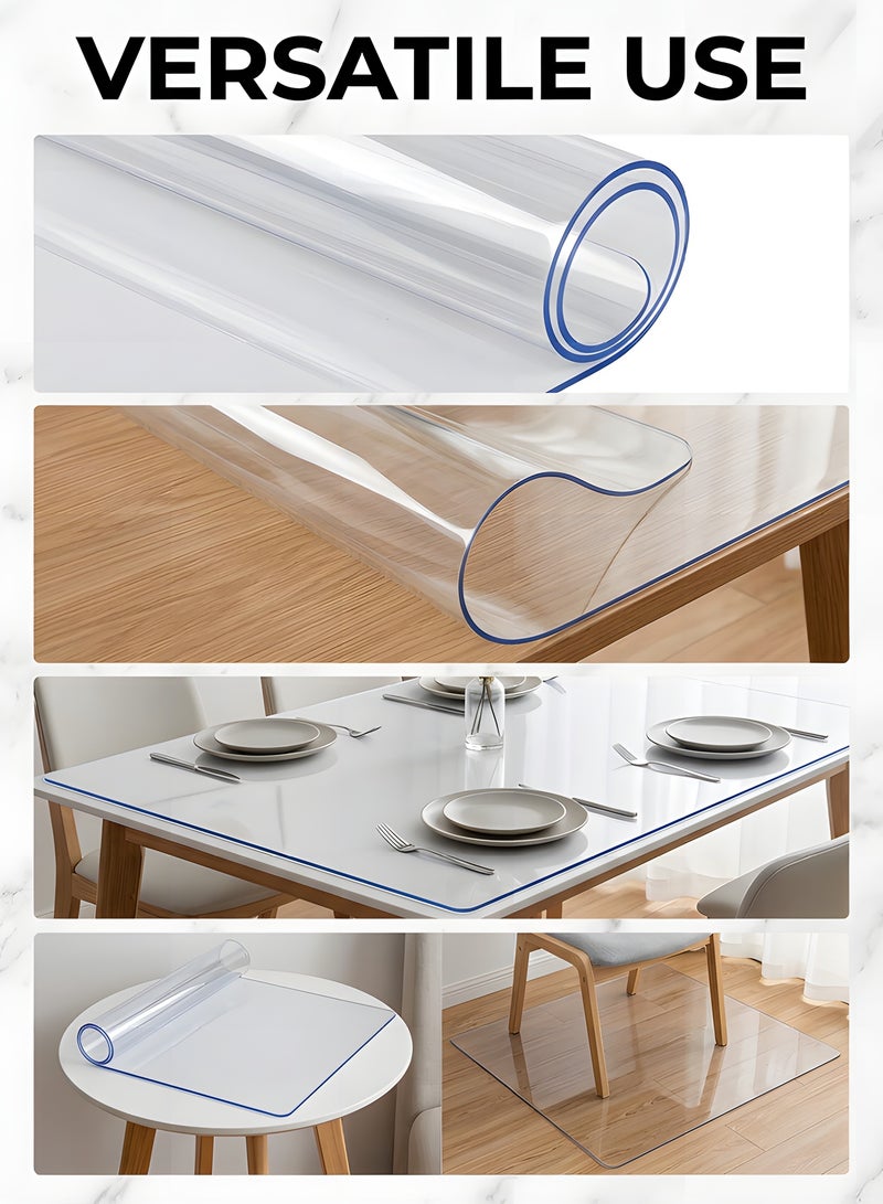 بيوينتي حامي طاولة شفاف، سمك 1.5 ملم، مستطيل الشكل، حصيرة مكتب شفافة، غطاء طاولة بلاستيكي، حامي طاولة شفاف من PVC، حصيرة مكتب غير قابلة للانزلاق، حامي طاولة لطاولة غرفة الطعام، المكتب - Image 5
