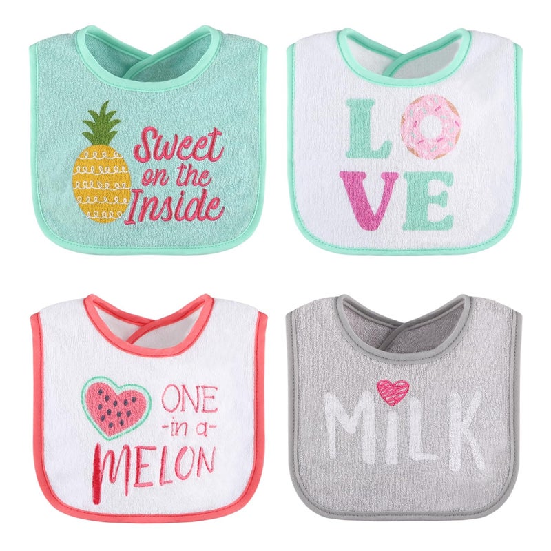 The Peanut Shell The Peanutshell Baby Girl Terry Bib Set of 8-100% Cotton, Soft, Absorbent Baby Bibs, Toddler Girl Set, Newborn & Infant Bib - Pink - Image 4