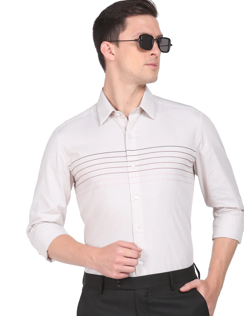 Horizontal Stripe Manhattan Slim Fit Shirt