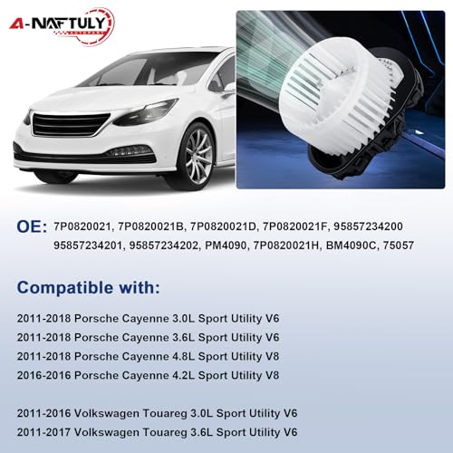 A-NAFTULY AC Blower Motor Fan Replacement Fits for Porsche Cayenne, Volkswagen VW Touareg 2011 2012 2013 2014 2015 2016 - HVAC Heater Blower Motor Fan, Replace BM4090C, 7P0820021 - Image 2