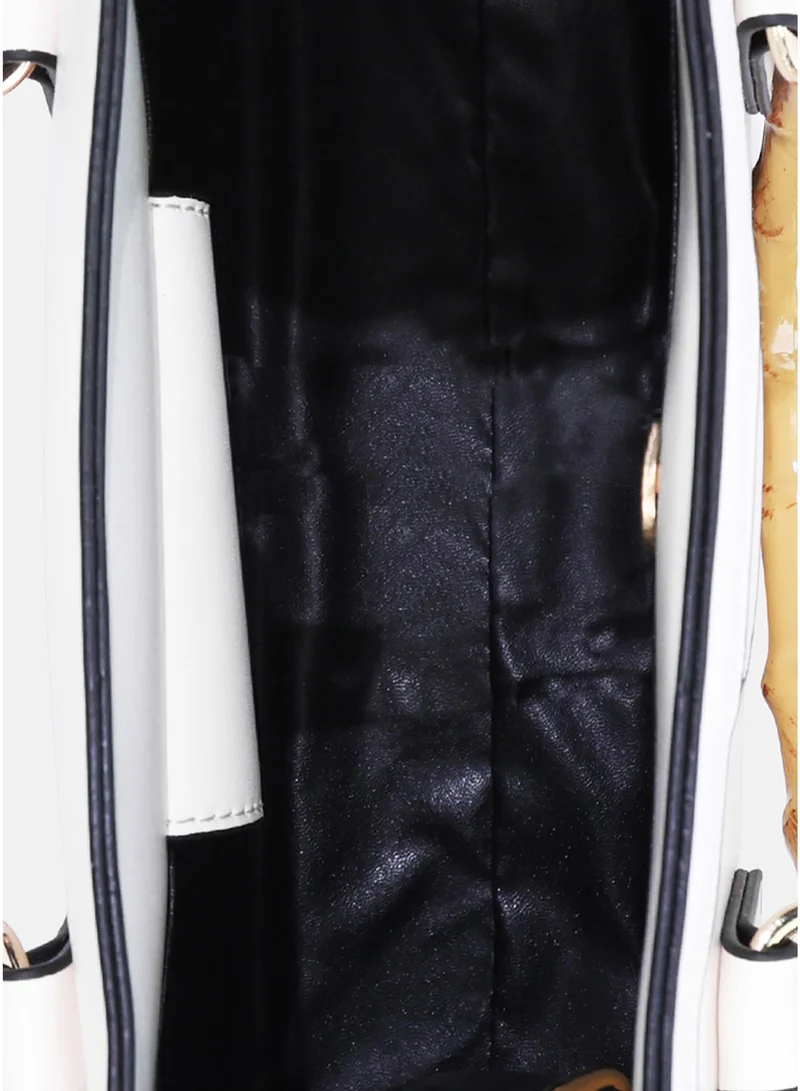 London Rag  London Rag White Cane Handle Hand Bag for Women | Best Price UAE