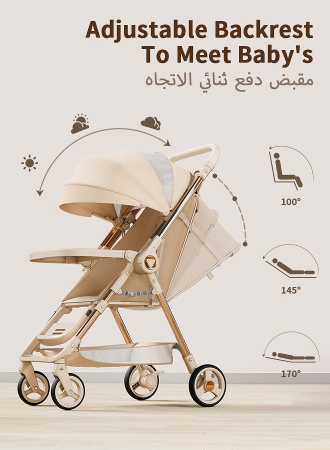 HAYALUX Two-Way Push Baby Single Stoller, Compact Portable Stroller with Convertible Dining Tray And Guardrails,Travel Stroller With Visual Mesh Canopy(0-6Years) - Image 3