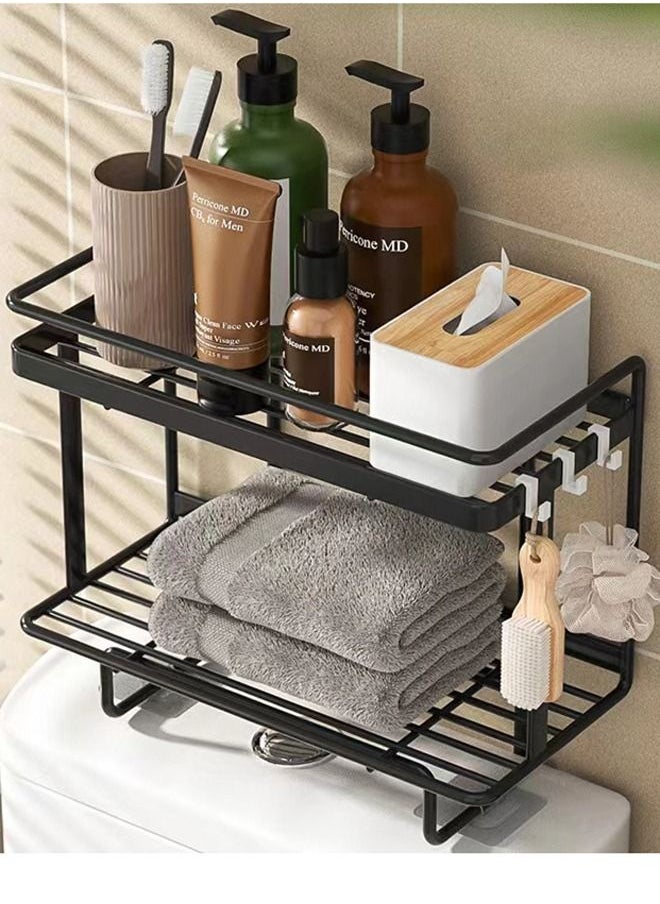 Kutis 2-Tier  Bathroom Shelf Shower Shampoo Soap Organizer The toilet Rack black  34 x 33 x 15.5 Centimeter  - Image 1