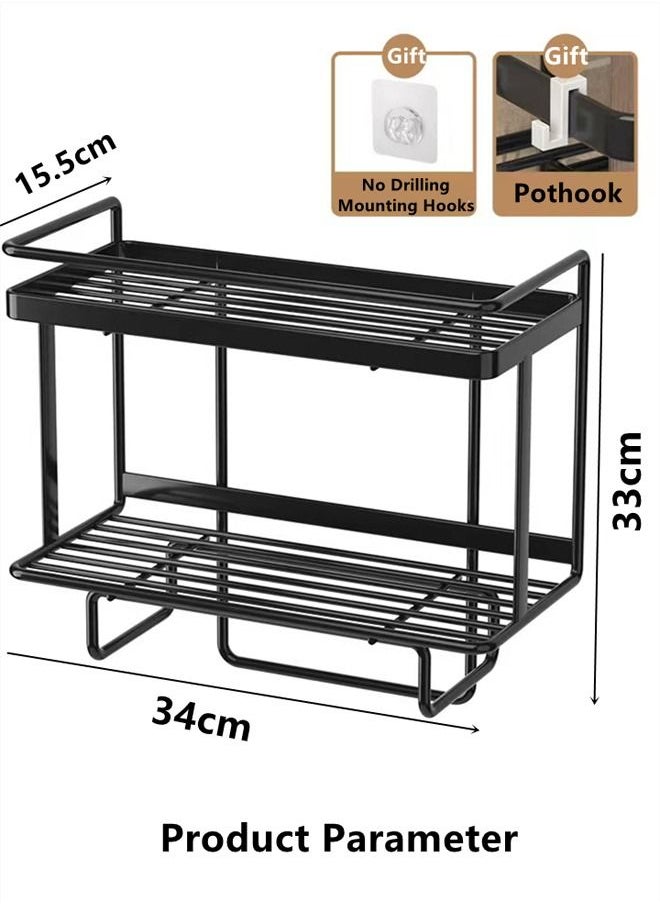 Kutis 2-Tier  Bathroom Shelf Shower Shampoo Soap Organizer The toilet Rack black  34 x 33 x 15.5 Centimeter  - Image 4