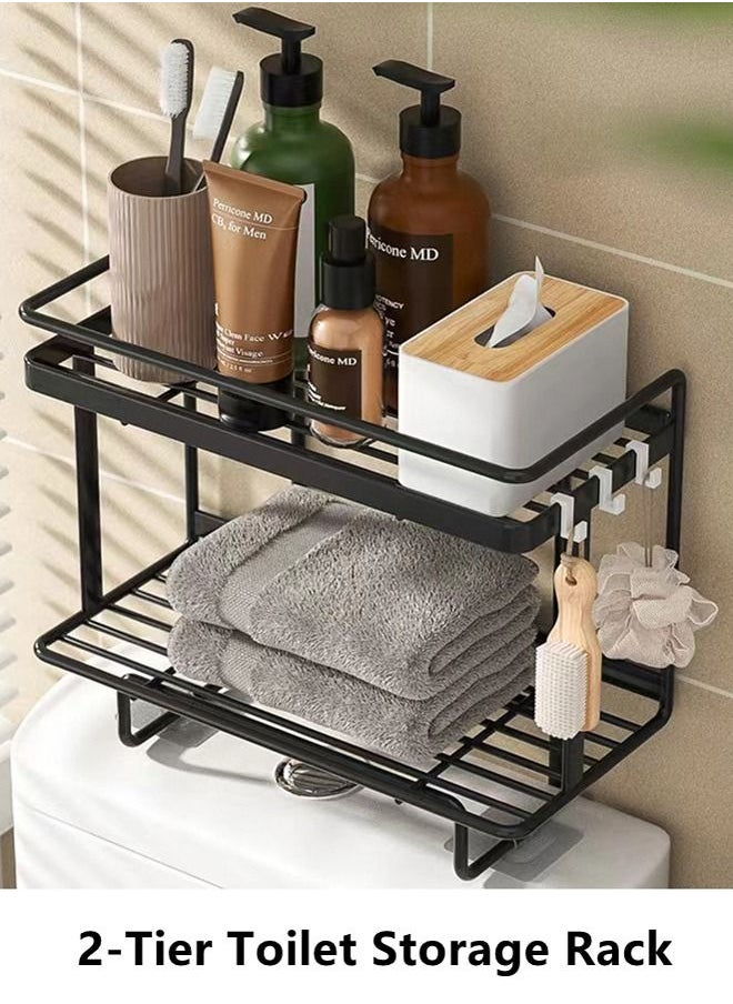Kutis 2-Tier  Bathroom Shelf Shower Shampoo Soap Organizer The toilet Rack black  34 x 33 x 15.5 Centimeter  - Image 2