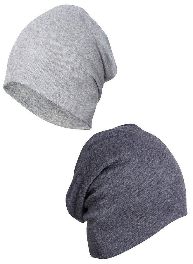 FabSeasons Cotton Slouchy Beanie and Skull Cap for Summer, Winter, Autumn & Spring Season. Combo Pack of 2 (Gray, Blue) - Image 1