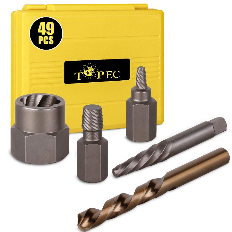 Topec 49pcs Screw Extractor/Drill Bit Set, Professional Remove Set for Removing Broken Studs, Bolts, Socket Screws and Fittings - Image 2