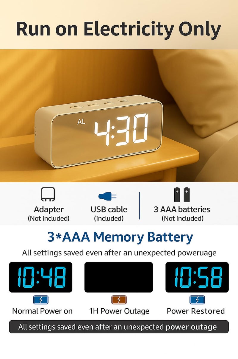 Vaanar Sena Smart LED Digital Alarm Clock with Loud Alarm,Temperature & Date Display | USB Powered Table Alarm Clock for Bedroom & Office, USB Cable for Continuous Display - Image 4