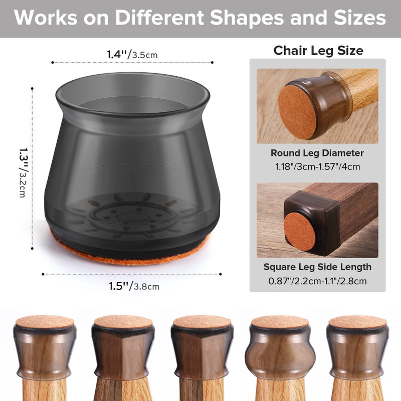 Violibar 24Pcs Upgraded Silicone Chair Leg Floor Protectors For Hardwood Floors Furniture Sliders For Chair Legs Felt Bottom Furniture Pads Anti-Slip Round□ Cap Covers To Scratch And Reduce Noise - Image 2