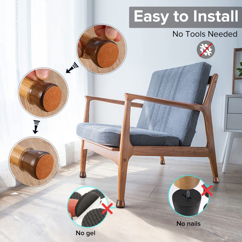 Violibar 24Pcs Upgraded Silicone Chair Leg Floor Protectors For Hardwood Floors Furniture Sliders For Chair Legs Felt Bottom Furniture Pads Anti-Slip Round□ Cap Covers To Scratch And Reduce Noise - Image 5