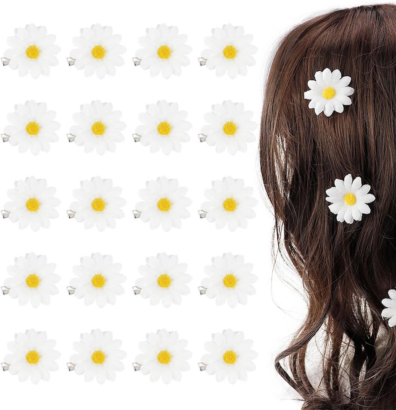 FERCAISH Pack of 20 Daisy Hair Clips Cute Daisy Hairpin Flower Hair Clip White Sunflower Hair Accessories Daisy Hair Clip for Women Girls