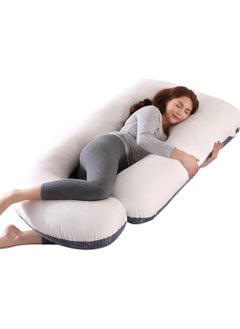 Arabest Pregnancy Pillows for Sleeping, Full Body Pillow Comfort Maternity Pillow with Zipper Removable Velvet Cover - Support for Back, Hips, Legs, Belly for Pregnant Women (Grey+White, Velvet)  - Image 1