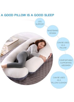 Arabest Pregnancy Pillows for Sleeping, Full Body Pillow Comfort Maternity Pillow with Zipper Removable Velvet Cover - Support for Back, Hips, Legs, Belly for Pregnant Women (Grey+White, Velvet)  - Image 3