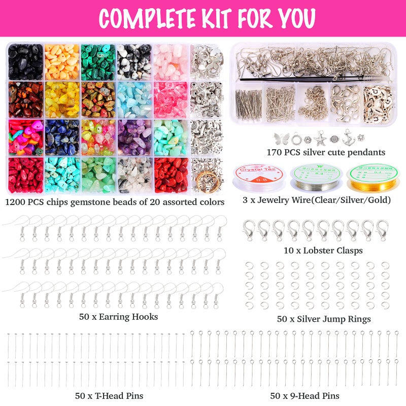 Xmada Jewelry Making Supplies Kit - 1587 PCS Beads, Crystal Beads, Jewelry Pliers, Beading Wire, Earring Hooks, Rings, Bracelets for Girls and Adults - Image 2