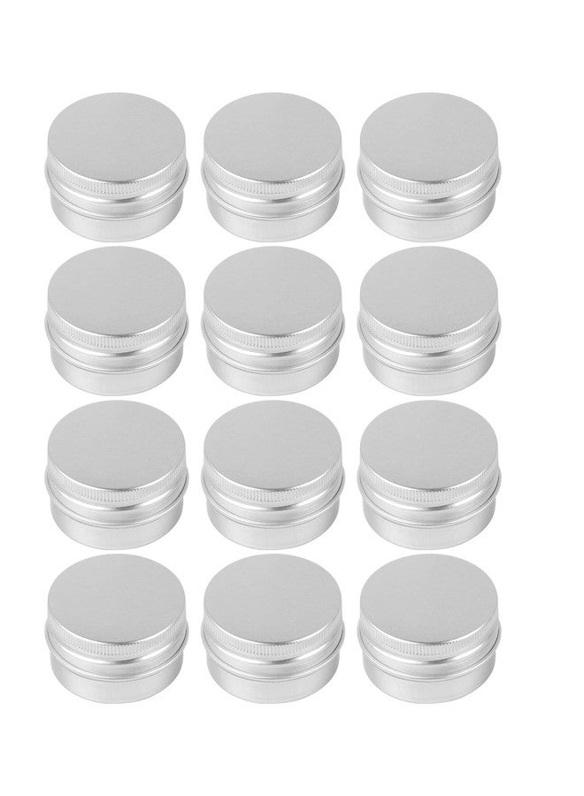 CABAX 1 oz Silver Tins, Round Aluminum Empty Cans with Lids for Candle Making Arts Crafts Storage Cosmetic Lip Balm Cream, 12 Pcs - Image 1