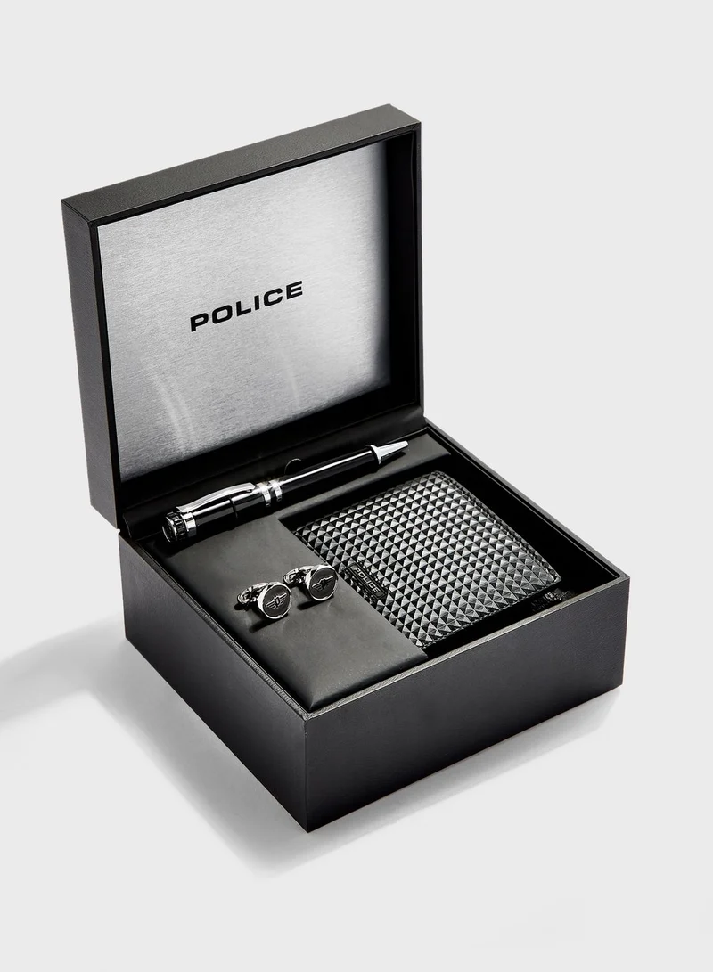 POLICE Pyramid Detail Wallet + Pen + Cufflinks Set for Men | Best Price ...