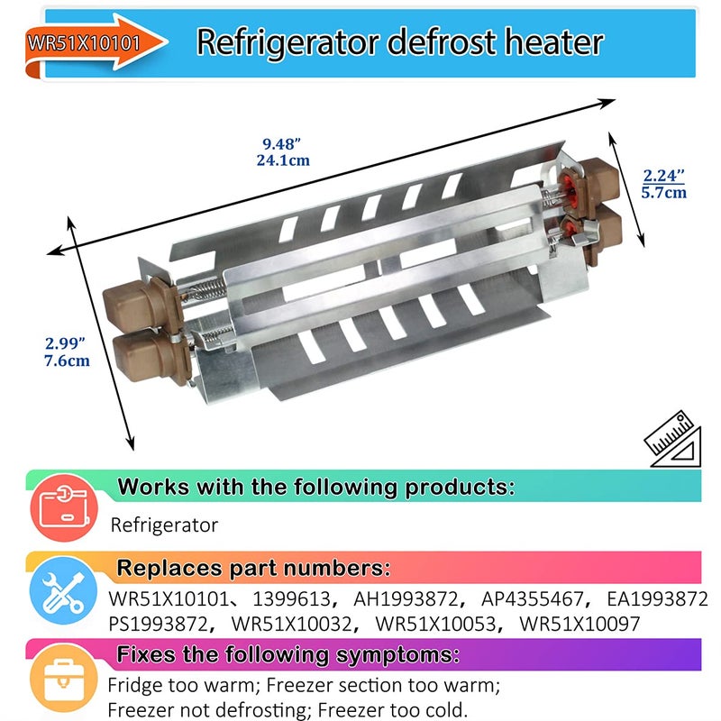 Ansoon WR51X10101 Refrigerator Defrost Heater Replacement Part Compatible For GE Refrigeratores Replaces 1399613, AH1993872, AP4355467, EA1993872, PS1993872, WR51X10032, WR51X10053 - Image 2