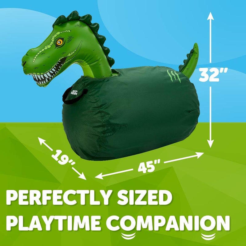 Waddle Large Inflatable Bouncy Hopper - Ride On, Indoor, Outdoor Toys, Bouncy Horse for Girls and Boys, Durable, Easy Grip Handles, Dinosaur Toys, Kids, Up to 250lbs, Ages 5 and Up (Trex) - Image 3