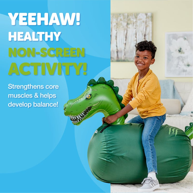 Waddle Large Inflatable Bouncy Hopper - Ride On, Indoor, Outdoor Toys, Bouncy Horse for Girls and Boys, Durable, Easy Grip Handles, Dinosaur Toys, Kids, Up to 250lbs, Ages 5 and Up (Trex) - Image 4