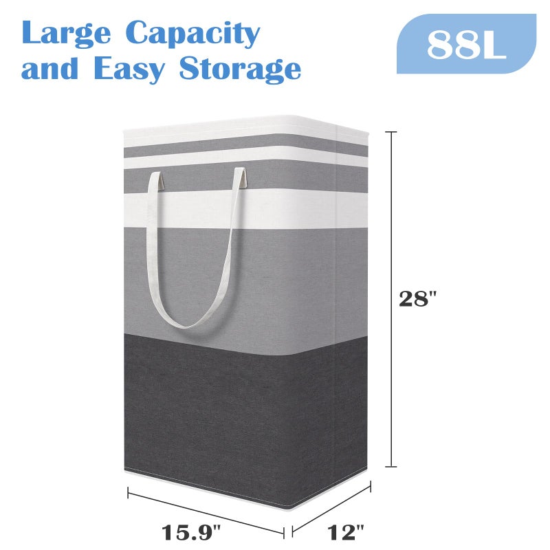 BlissTotes 3-Pack Laundry Basket, Freestandingï¼†Waterproof Laundry Hamper, Collapsible Tall Clothes Hamper with Easy Carry Handles for Clothes, Towels in the Family and Dorm,Gradient Grey,88L - Image 2