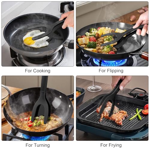 KJG Silicone Spatulas, High Heat Resistant BPA Free Cooking Tongs, Silicone Kitchen Utensils, Spatula Tong, Egg Flipper Spatula for Non Stick Frying Pan, Ideal Cookware for Fish, Eggs, Pancakes - Image 3
