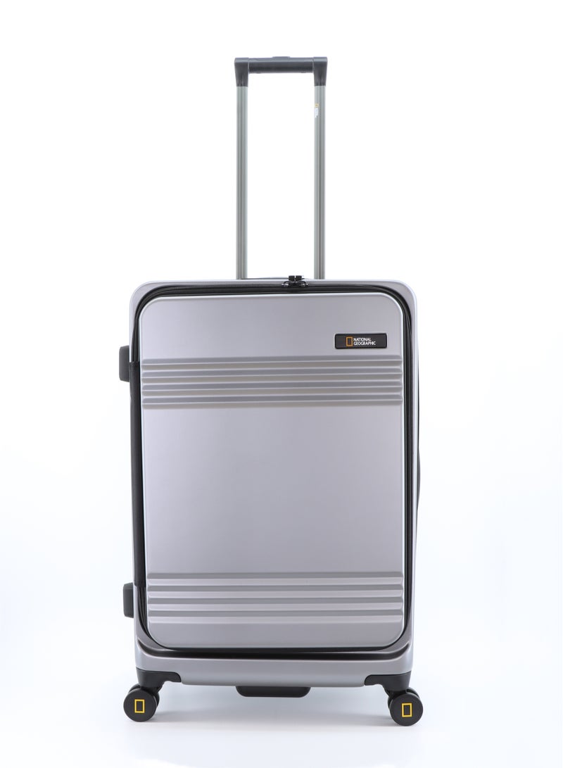 ناشيونال چيوغرافيك حقيبة سفر ناشيونال جيوغرافيك لوج تشيك إن متوسطة الحجم، قشرة صلبة متينة وخفيفة الوزن قابلة للتوسيع من البولي كربونات بنسبة %، بعجلات مزدوجة وقفل ، فضي  سم بوصة - Image 1