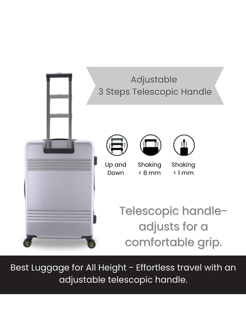 ناشيونال چيوغرافيك حقيبة سفر ناشيونال جيوغرافيك لوج تشيك إن متوسطة الحجم، قشرة صلبة متينة وخفيفة الوزن قابلة للتوسيع من البولي كربونات بنسبة %، بعجلات مزدوجة وقفل ، فضي  سم بوصة - Image 2