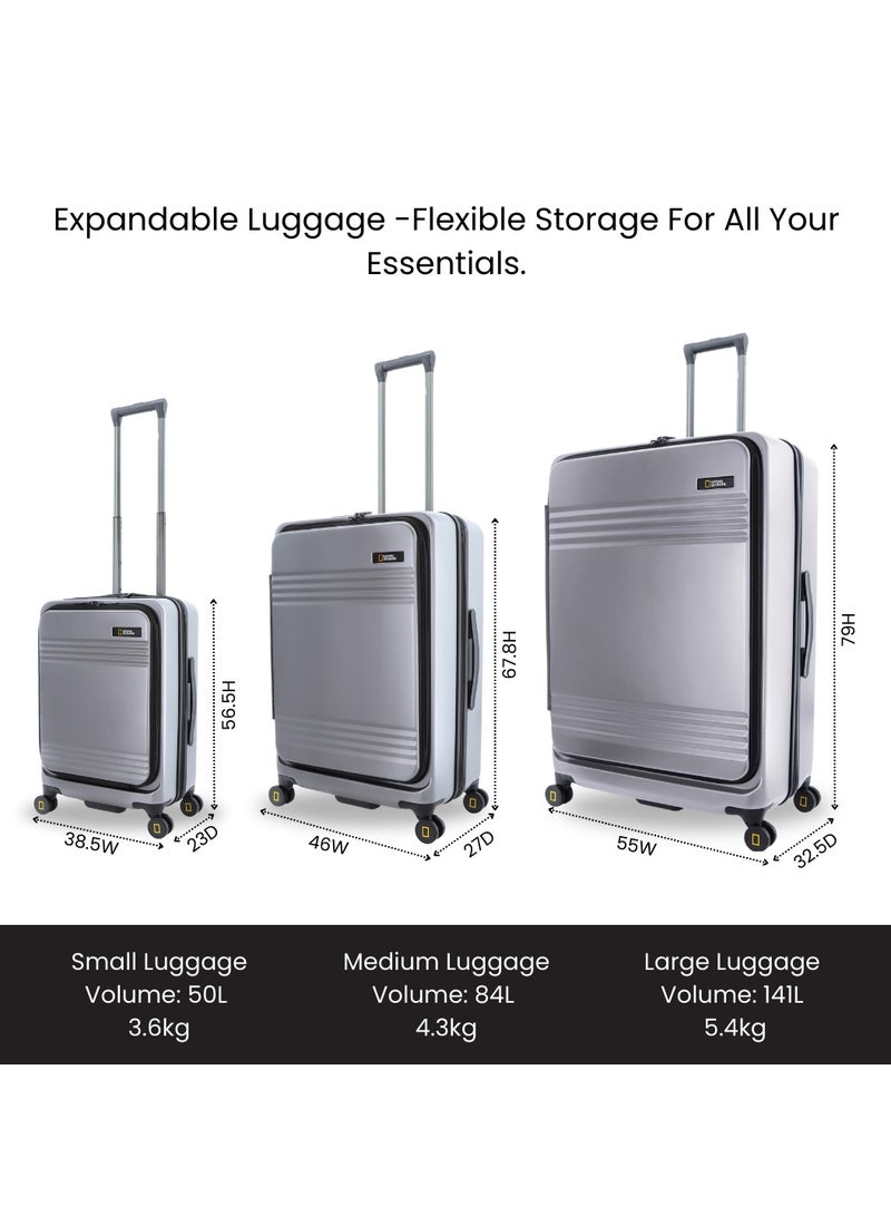 ناشيونال چيوغرافيك حقيبة سفر ناشيونال جيوغرافيك لوج تشيك إن متوسطة الحجم، قشرة صلبة متينة وخفيفة الوزن قابلة للتوسيع من البولي كربونات بنسبة %، بعجلات مزدوجة وقفل ، فضي  سم بوصة - Image 4