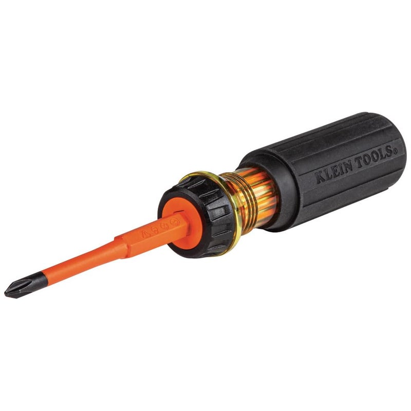Klein Tools 32293 Insulated Screwdriver 2in1 Screwdriver Set with Flip Blade 2 Phillips and14Inch Slotted Tips DoubleEnded Blades - Image 2