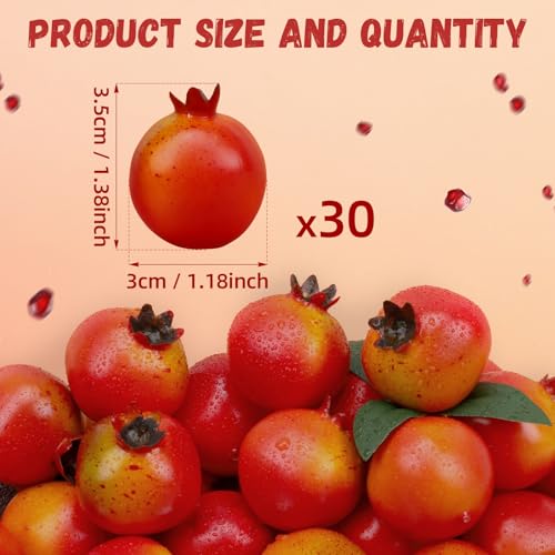Woration 30pcs Artificial Fake Mini Foam Pomegranate Model Simulation Realistic Small Fruits House Home Kitchen Table Decoration Harvest Party Festival Ornament - Image 3