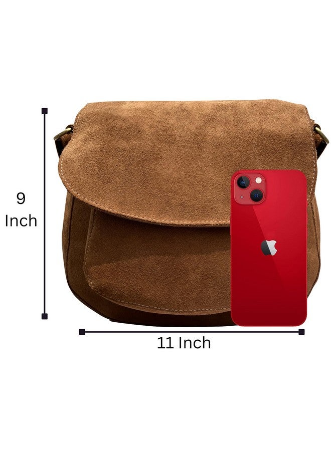 Rustic Town Leather Shoulder Bag for Women - Leather Vintage Crossbody Saddle Bag Purse - Boho Sling Bag Travel Satchel for Ladies  - Image 3