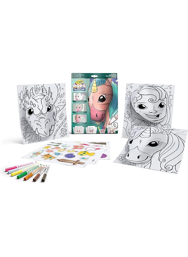 Crayola Color Pops Fantasy Creatures Theme Coloring And Building Game For Three Dimensional Artwork Creative Activity For Children Ages 6 And Up 04 2803 - Image 1