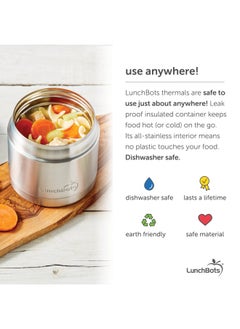 LunchBots LunchBots 16oz Thermos Stainless Steel Wide Mouth - Insulated Thermos With Vented Lid - Keeps Food Hot or Cold for Hours - Leak-Proof Portable Thermal Food Jar is Ideal for Soup - 16 ounce - Black  - Image 3