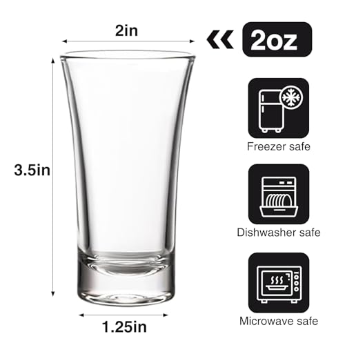 Ruckae 12 Pack 2 OZ Shot Glasses Set Clear Shot Glasses Bulk with Heavy Base Bar Cone Glass Shot Cups for Vodka Tequila Whiskey Liquor (Cone Shaped) - Image 2