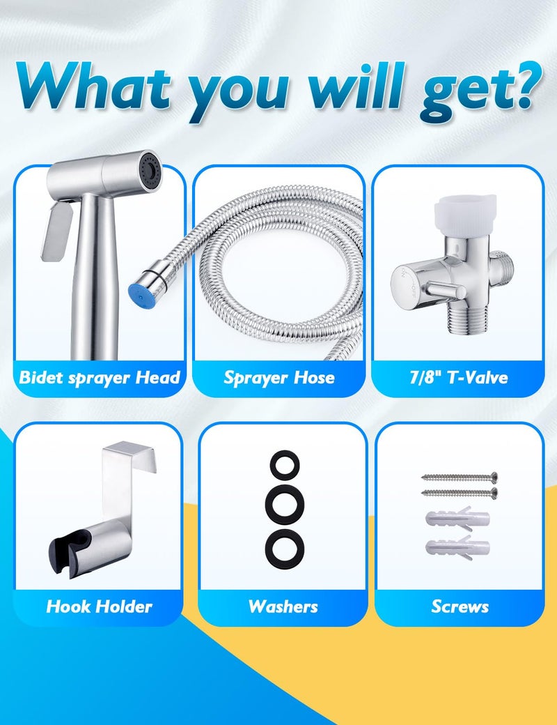 BRITULIF Handheld Bidet Sprayer for Toilet, Jet Sprayer for Toilet Muslim Shower, Adjustable Cloth Diaper Sprayer Bidets Attachment for Toilet, Toilet Bidet Sprayer with Bidet Hose for Feminine Wash - Image 4