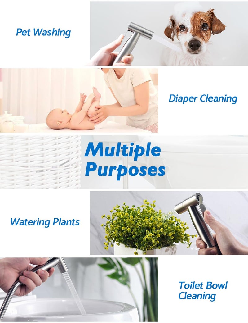 BRITULIF Handheld Bidet Sprayer for Toilet, Jet Sprayer for Toilet Muslim Shower, Adjustable Cloth Diaper Sprayer Bidets Attachment for Toilet, Toilet Bidet Sprayer with Bidet Hose for Feminine Wash - Image 5