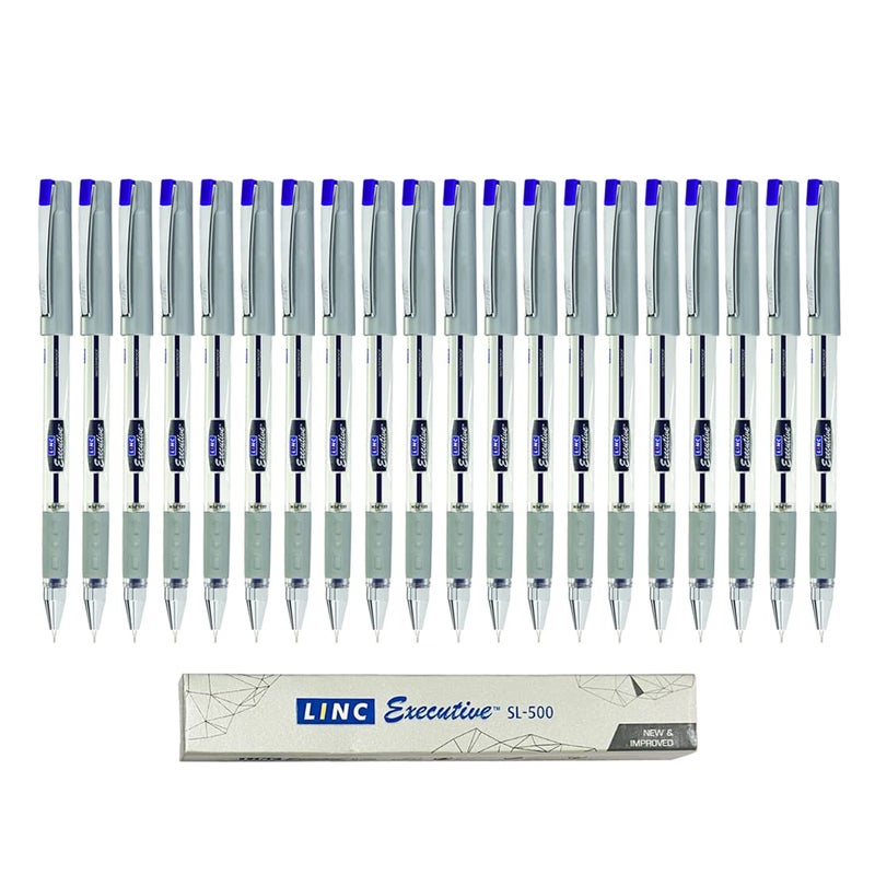 linc 0.55mm Executive SL-500 Gel Pen | Blue Ink | Pack of 20 - Image 1
