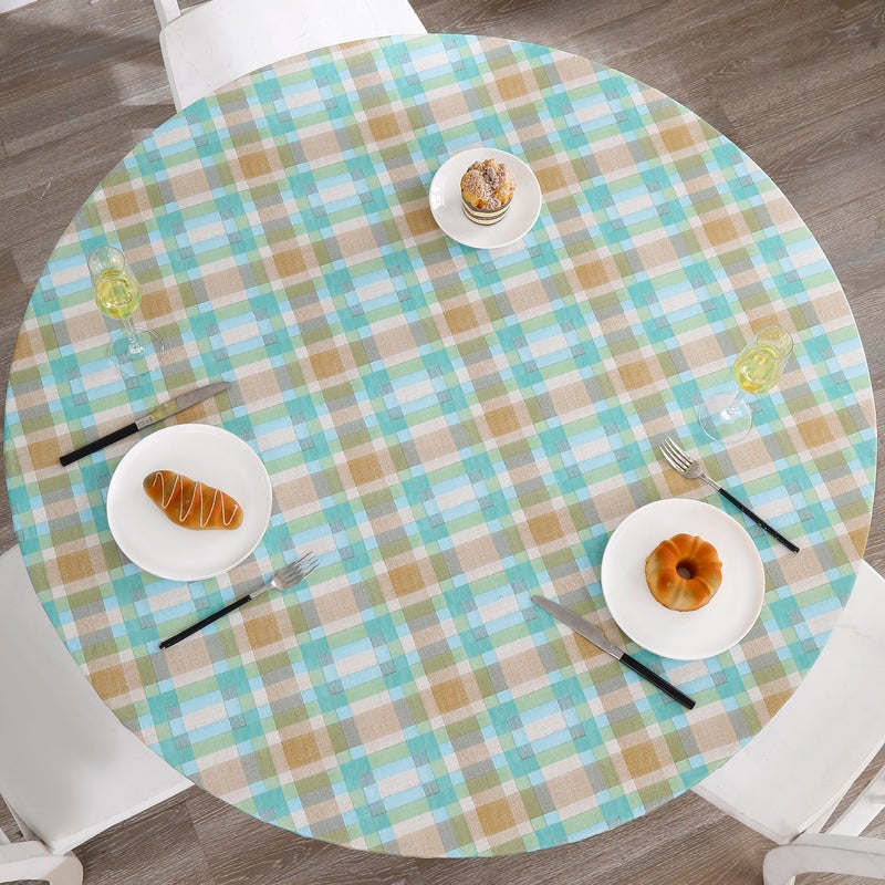Walrus Round Vinyl Fitted Tablecloth with Flannel Backing Elastic Edge Design Table Cover Waterproof Oil-Proof PVC Table Cloth Stain-Resistant Best for 37"-44" Round - Image 1