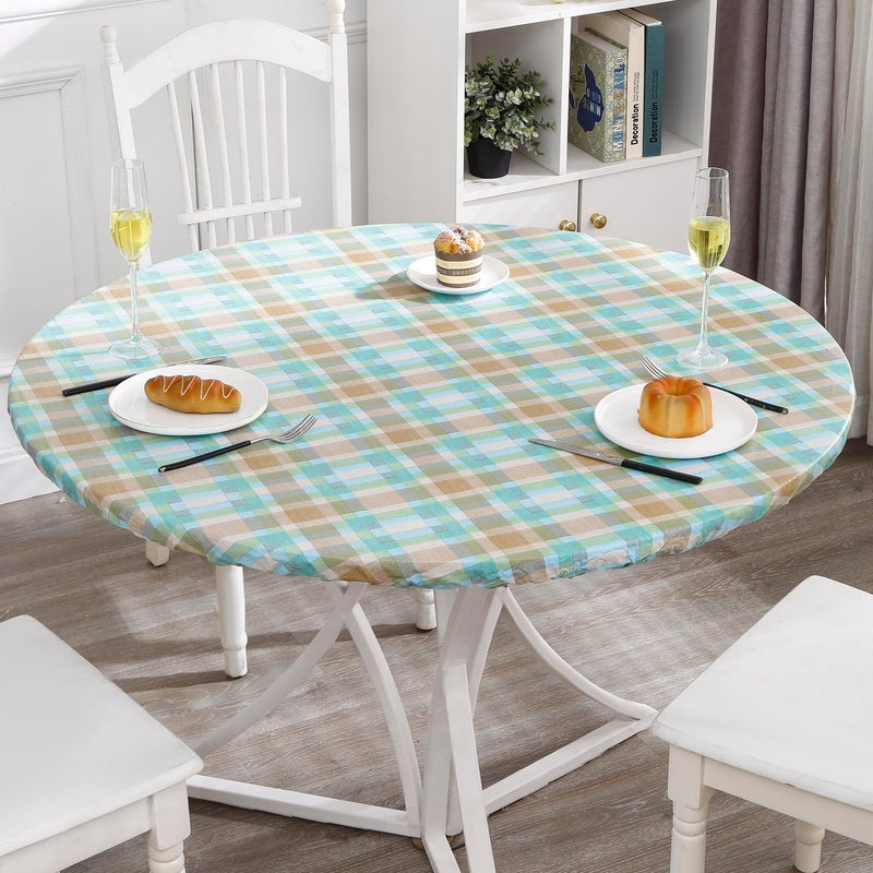 Walrus Round Vinyl Fitted Tablecloth with Flannel Backing Elastic Edge Design Table Cover Waterproof Oil-Proof PVC Table Cloth Stain-Resistant Best for 37"-44" Round - Image 4