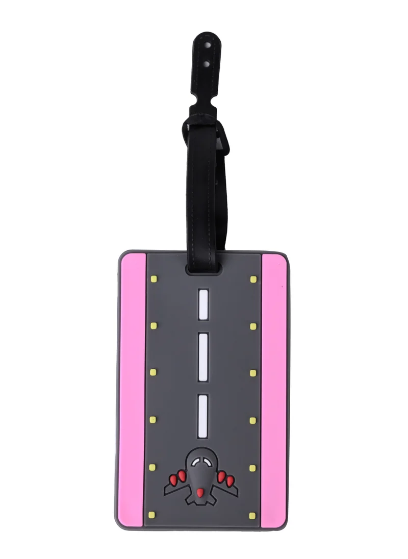 Cuisine Art Luggage Tag with Name ID Card, Personalized Identifier ID Labels, Flexible PVC Travel Tags, Secure Travel Luggage Labels for Baggage Identity, Suitcase Tag -  Airplane on Runway Design