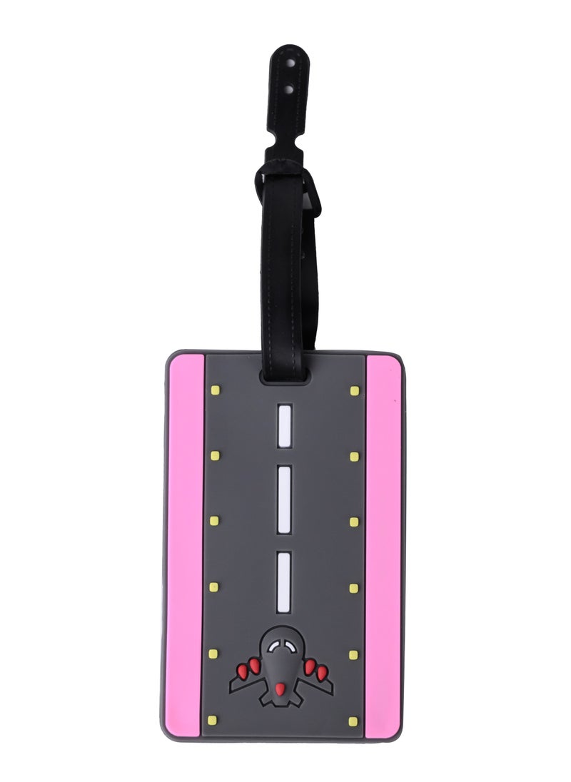 Cuisine Art Luggage Tag with Name ID Card, Personalized Identifier ID Labels, Flexible PVC Travel Tags, Secure Travel Luggage Labels for Baggage Identity, Suitcase Tag -  Airplane on Runway Design  - Image 1