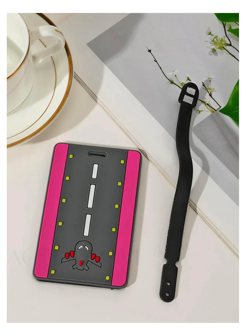 Cuisine Art Luggage Tag with Name ID Card, Personalized Identifier ID Labels, Flexible PVC Travel Tags, Secure Travel Luggage Labels for Baggage Identity, Suitcase Tag -  Airplane on Runway Design