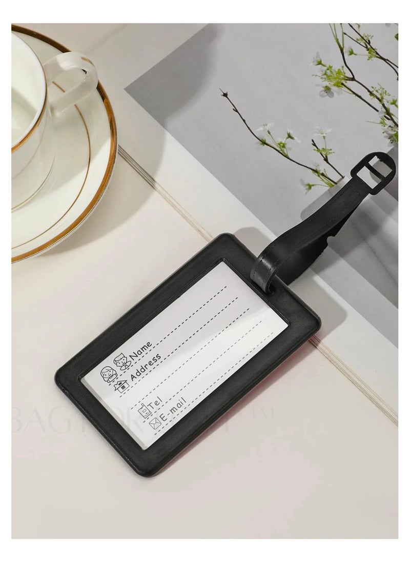 Cuisine Art Luggage Tag with Name ID Card, Personalized Identifier ID Labels, Flexible PVC Travel Tags, Secure Travel Luggage Labels for Baggage Identity, Suitcase Tag -  Airplane on Runway Design  - Image 4
