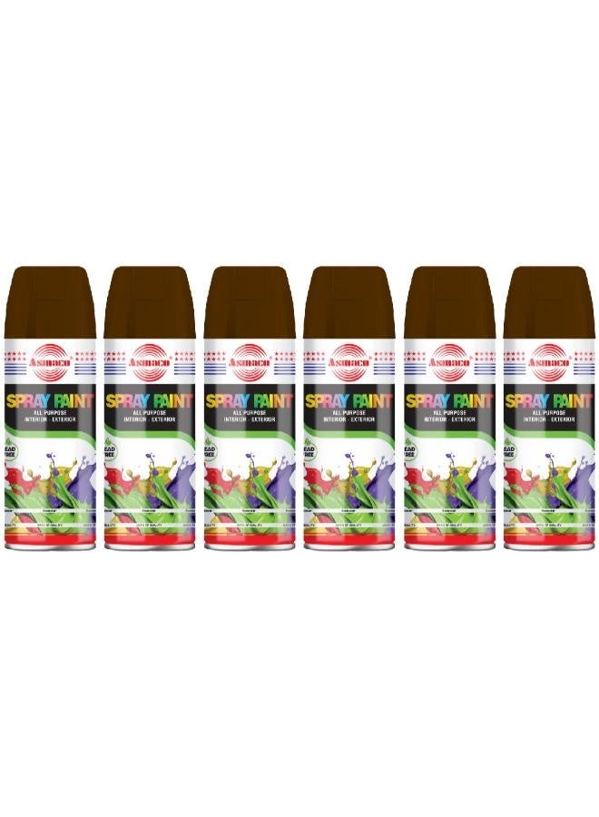 Asmaco Spray Paint - Brown - 400 Ml - Set of 06