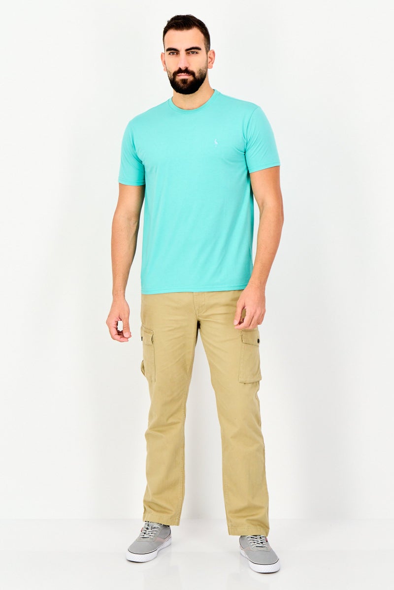 Tailorbyrd Men Crew Neck Short Sleeve Embroidered Logo T-Shirt, Turquoise - Image 4