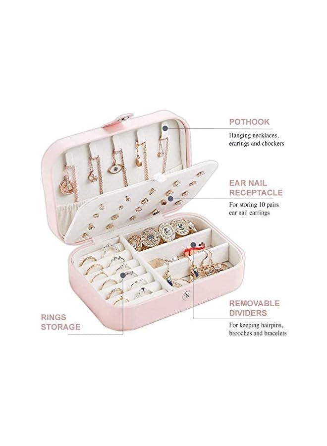 PROMASS Portable Jewelry Box Double Layer Travel Jewelry Organizer for Necklace Earring Rings Sparkle Jewelry Holder Case (PINK) - Image 2