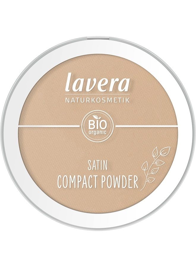 Satin Compact Powder -Tanned 03- nude - Bio-Mandelöl & Bio-Reispulver - Vegan - mattierend - langanhaltend - Samtige Textur (1 x 9,5g)