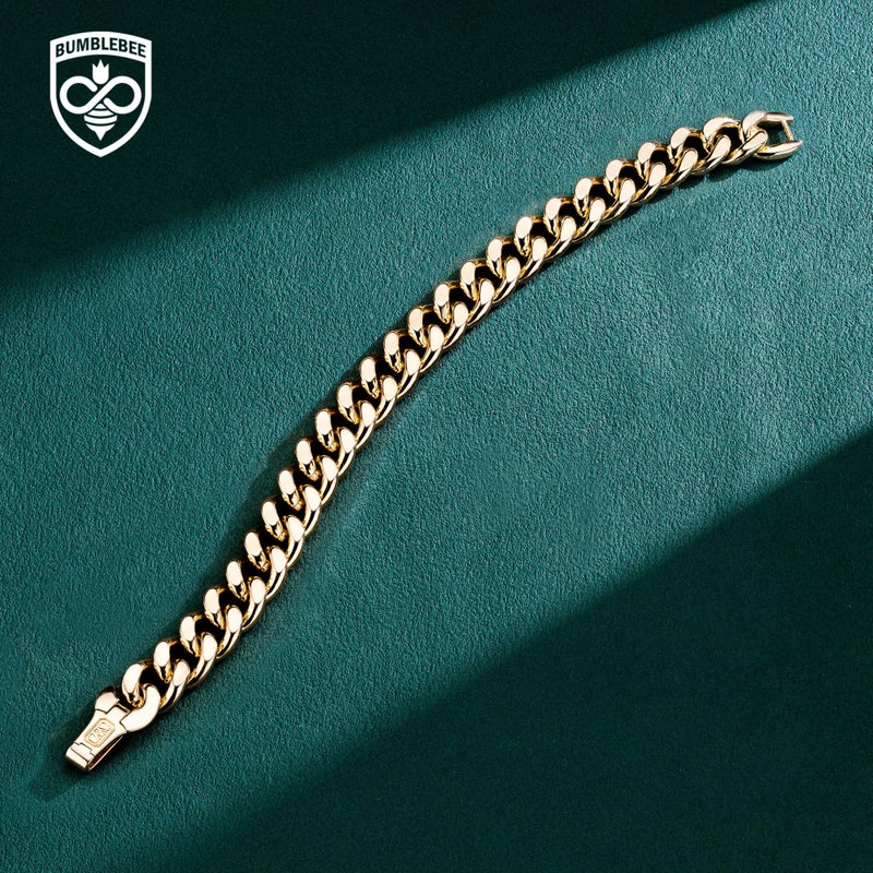 BUMBLEBEE Handcrafted 12mm Miami Cuban Link Bracelet for Men and Women, 14K Gold Plated, Chunky Cuban Chain, Hypoallergenic, Hip Hop Streetwear Jewelry Gift Valentine's Birthday, 7â€“8 Inch - Image 2