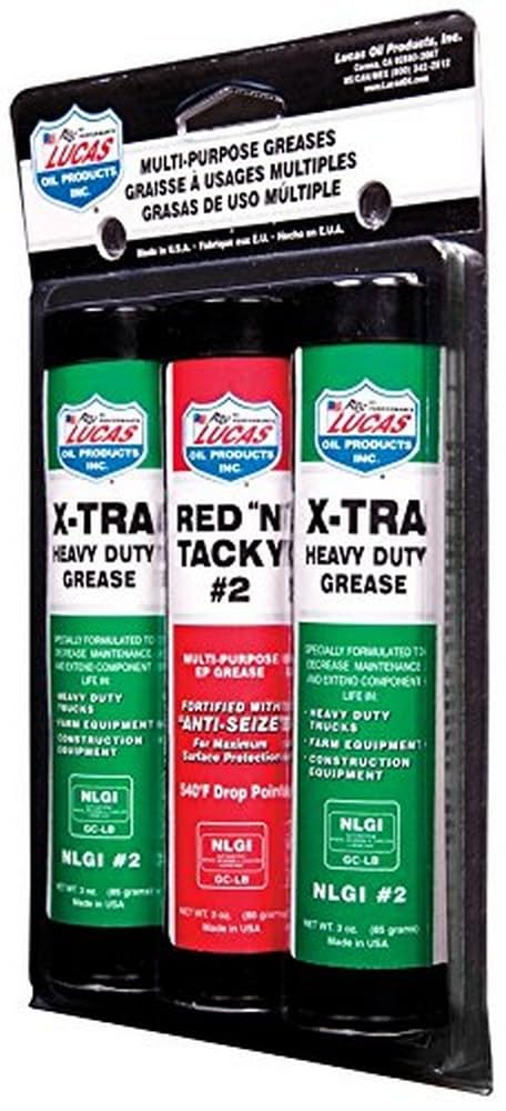 Lucas Oil 10315 Multi-Purpose Grease Combo Pack - 1 Red N Tacky 3 Ounce, 2 X-Tra HD 3 Ounce - Image 2